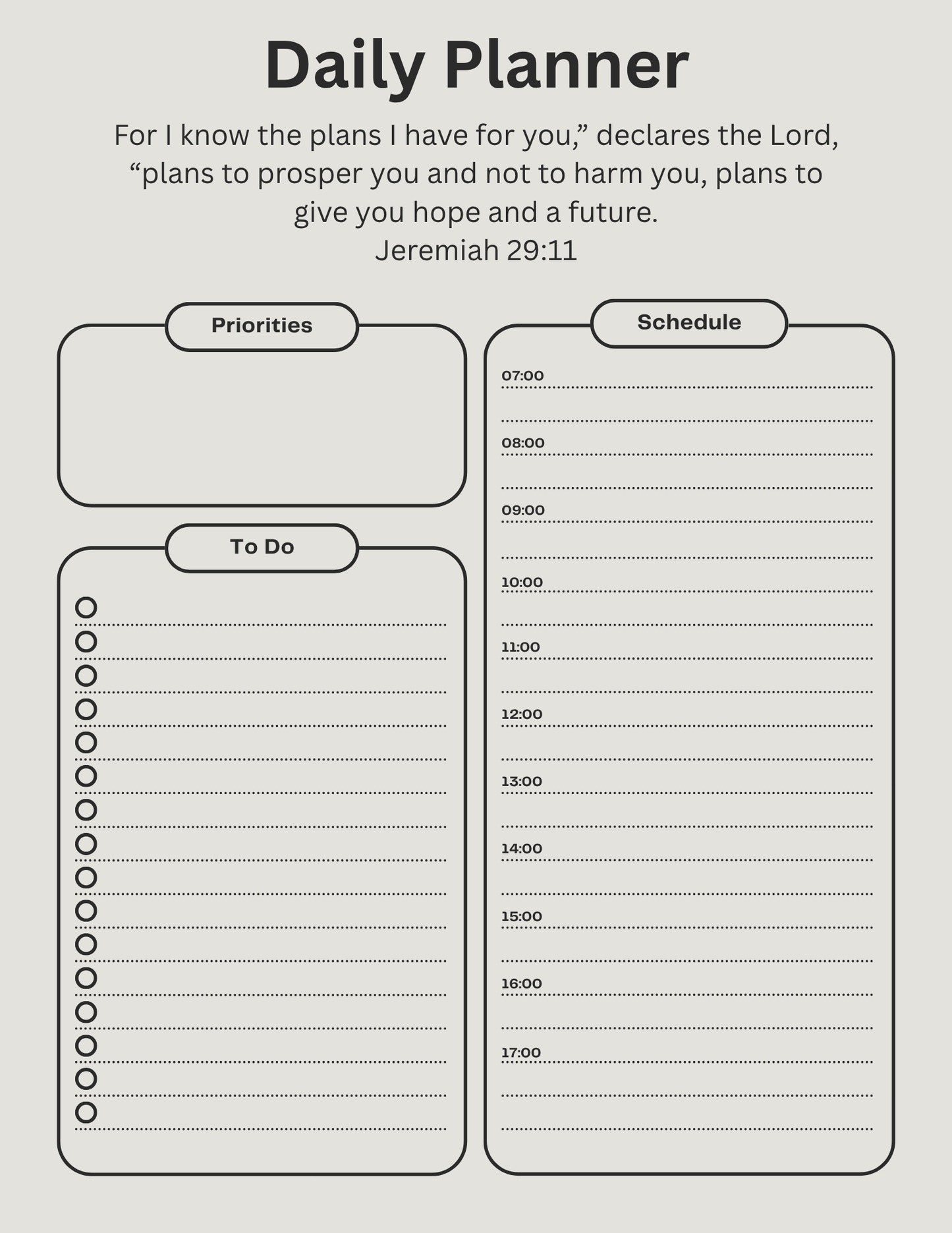 Digital Daily Planner – Jeremiah 29:11 Edition