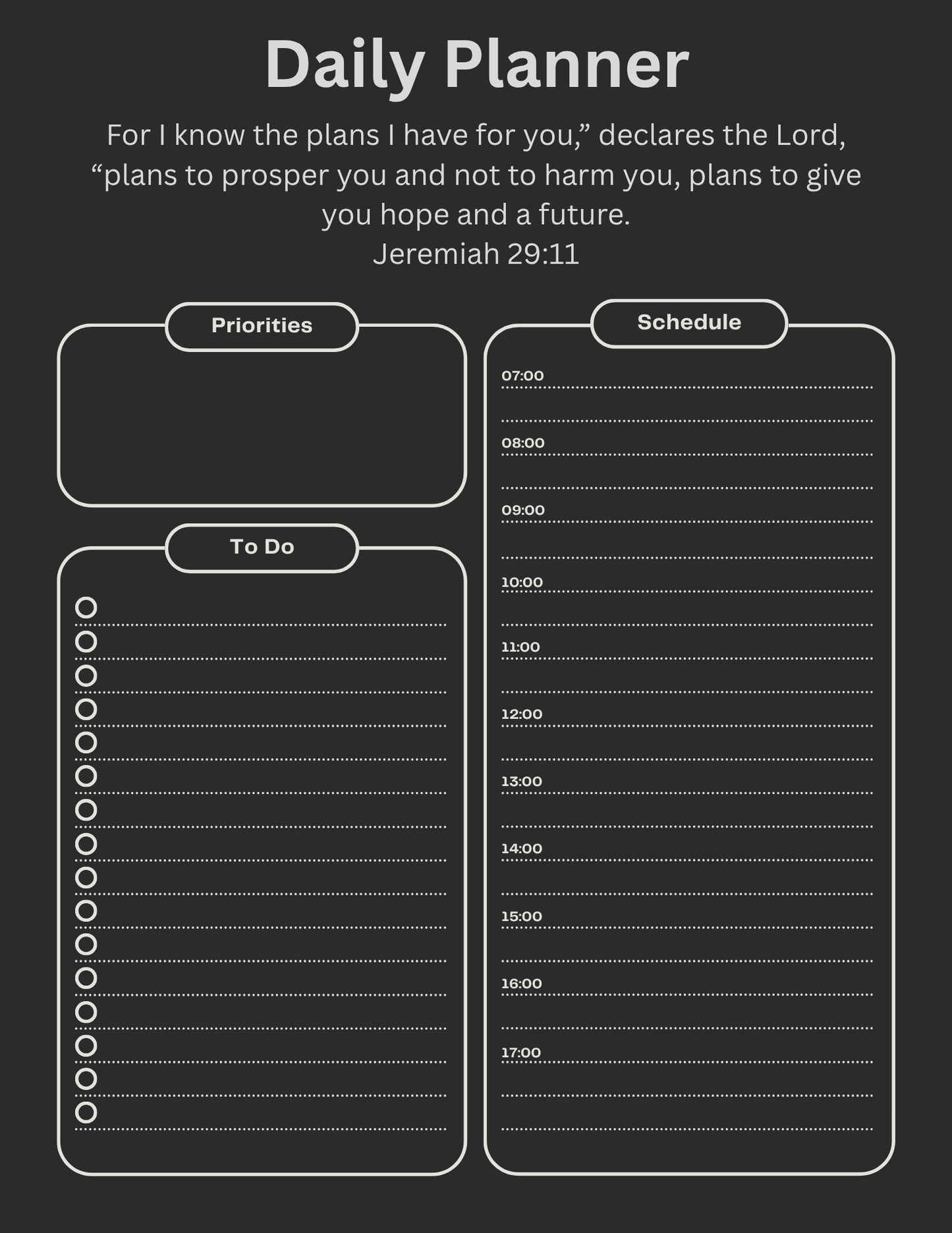 Digital Daily Planner – Jeremiah 29:11 Edition