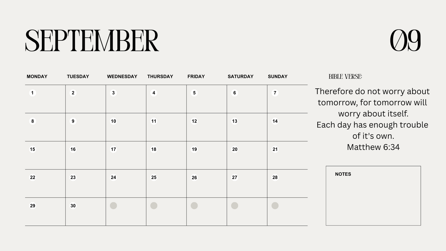 2025 Minimalist Bible Verse Calendar