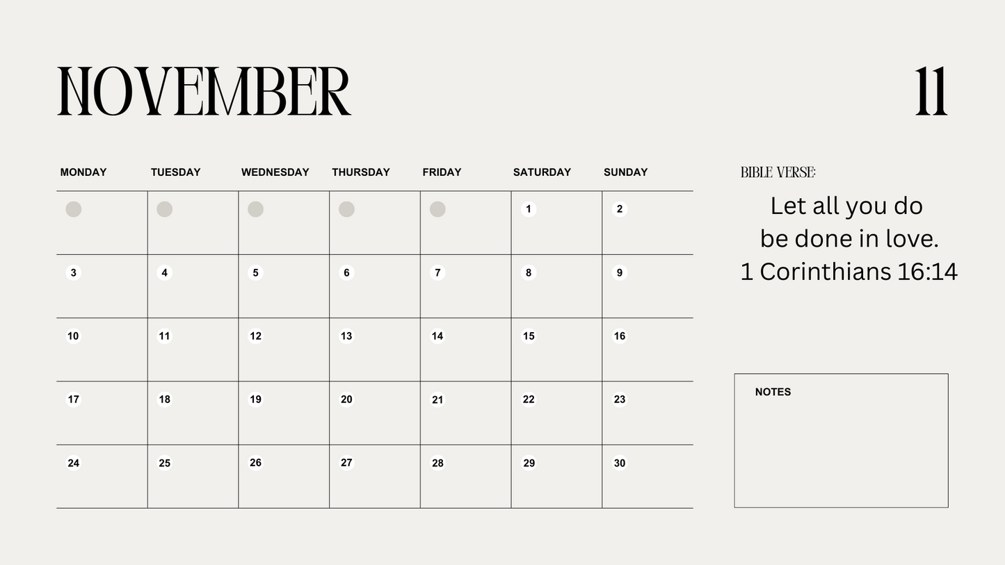 2025 Minimalist Bible Verse Calendar
