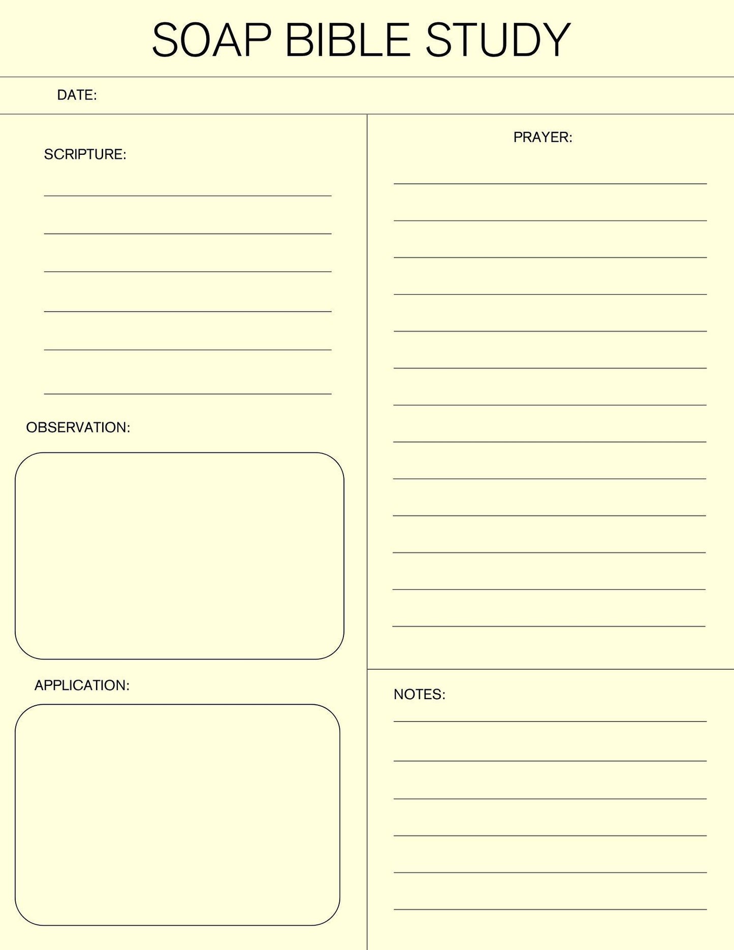 Digital Daily Journal & Bible Study – S.O.A.P. Method (Scripture, Observation, Application, Prayer)