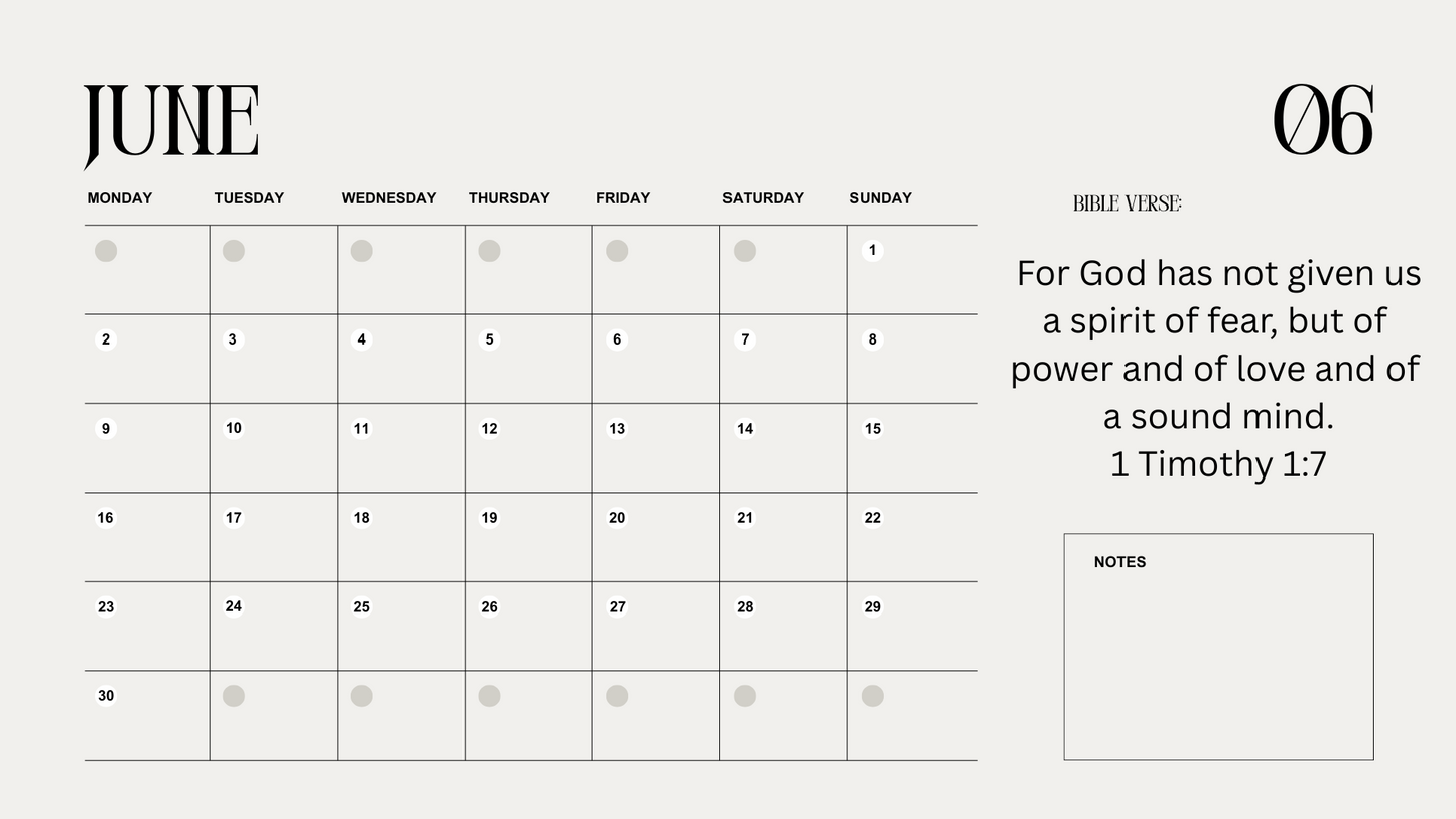 2025 Minimalist Bible Verse Calendar