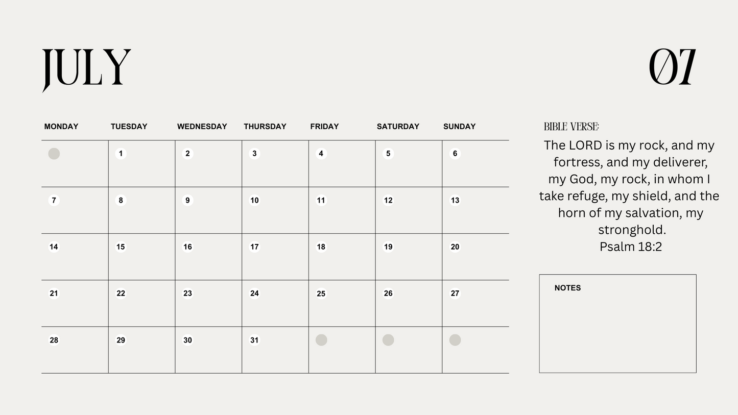 2025 Minimalist Bible Verse Calendar